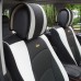 PU Leather Seat Covers Car SUV Truck Black White with Beige Black Floor Mats