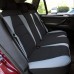 Car Seat Cover Leatherette 5 Seats Full Set Black Gray w/ Gray Steering Cover